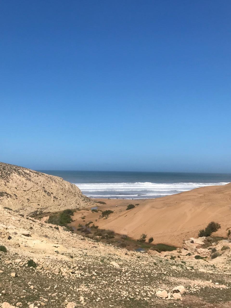 Dunes meeting the Atlantic Ocean near Essaouira